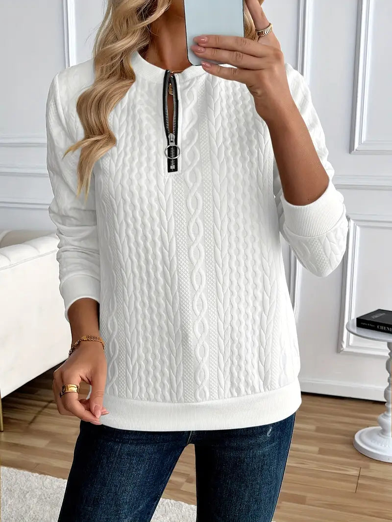 Margaux Sweat Femme Hiver – Komfortabel strikket lynlåstrøje med elegant design