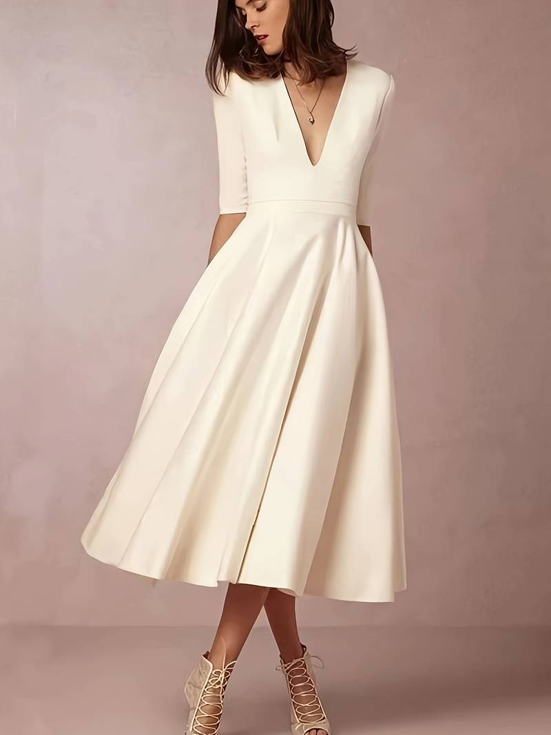 Abito da donna Elara - Elegante abito con scollo a V, leggero e ideale per feste ed eventi estivi