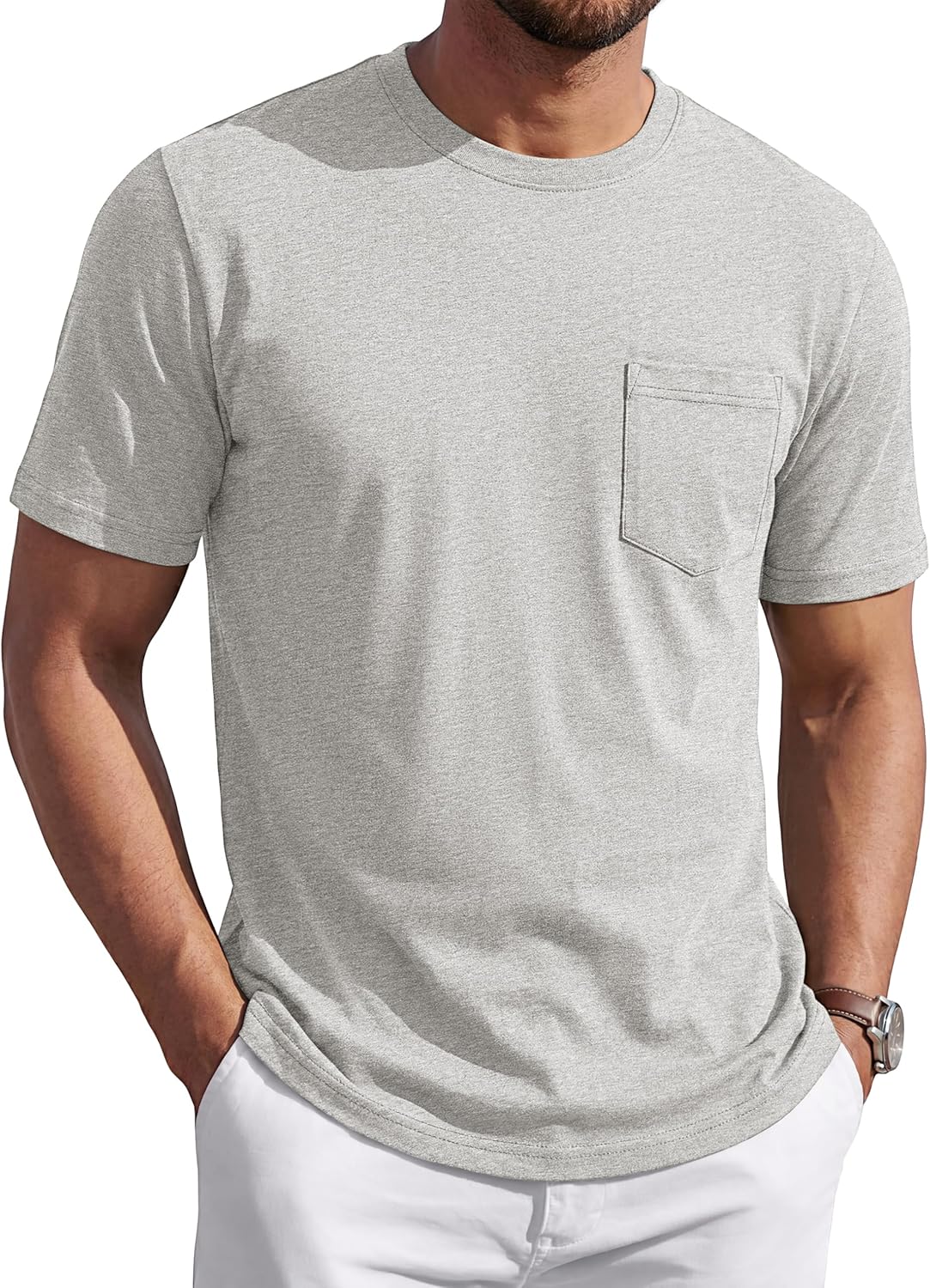 Leonardo T-Shirt Herren – Weiches Baumwoll-T-Shirt mit Tasche, Atmungsaktiv & Lässig für den Sommer