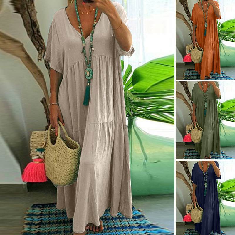 Saylor Long Summer Dress Women – Loose Bohemian Maxi Dress Casual Style for Holidays & Leisure