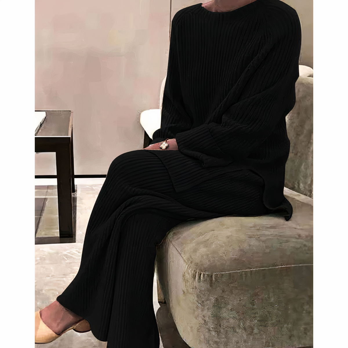 Avni Knitted Set for Women – Premium Cotton Sweater Relaxed Fit & Wide Leg Pants