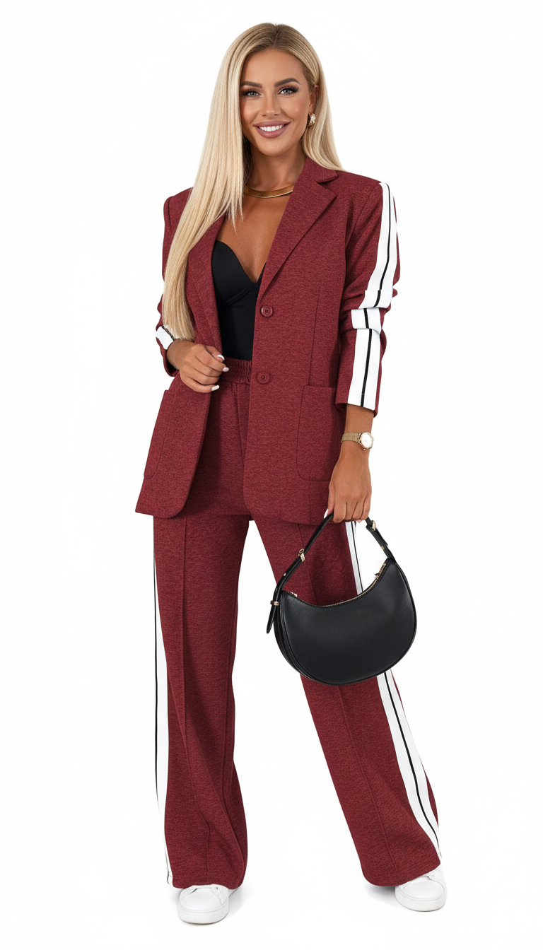 Aila Ensemble Athleisure Femme Emora Nova – Survêtement Rayé en Coton Mélangé Confortable