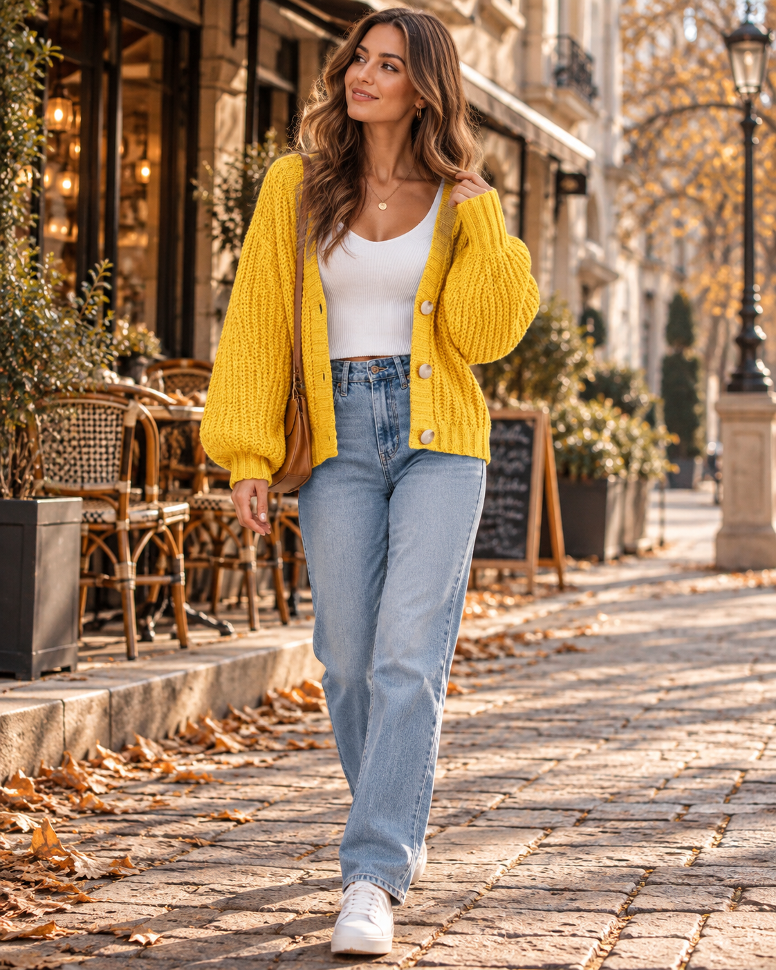 Amara Cardigan Femme Oversize en Grosse Maille, Col V et Boutons, Style Décontracté