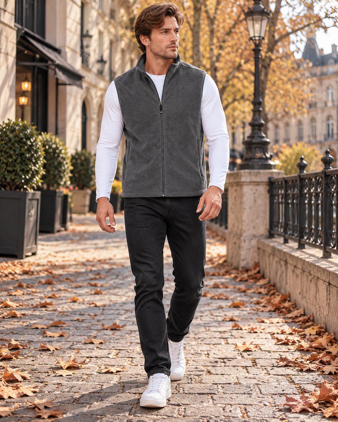 Rafael Gilet polaire homme léger sans manches zippé avec quatre poches utilitaires