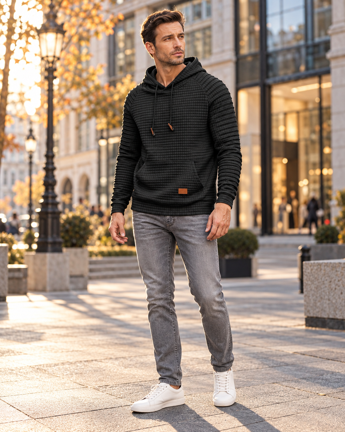 Harvey Sweat Homme Texturé à Capuche - Cordon Réglable et Grande Poche Kangourou