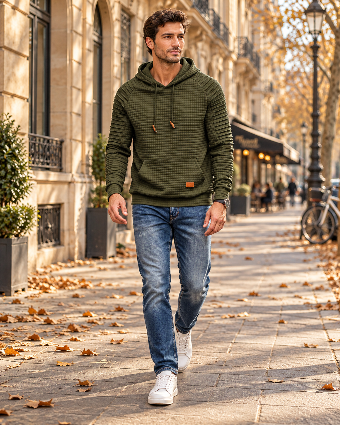 Harvey Sweat Homme Texturé à Capuche - Cordon Réglable et Grande Poche Kangourou