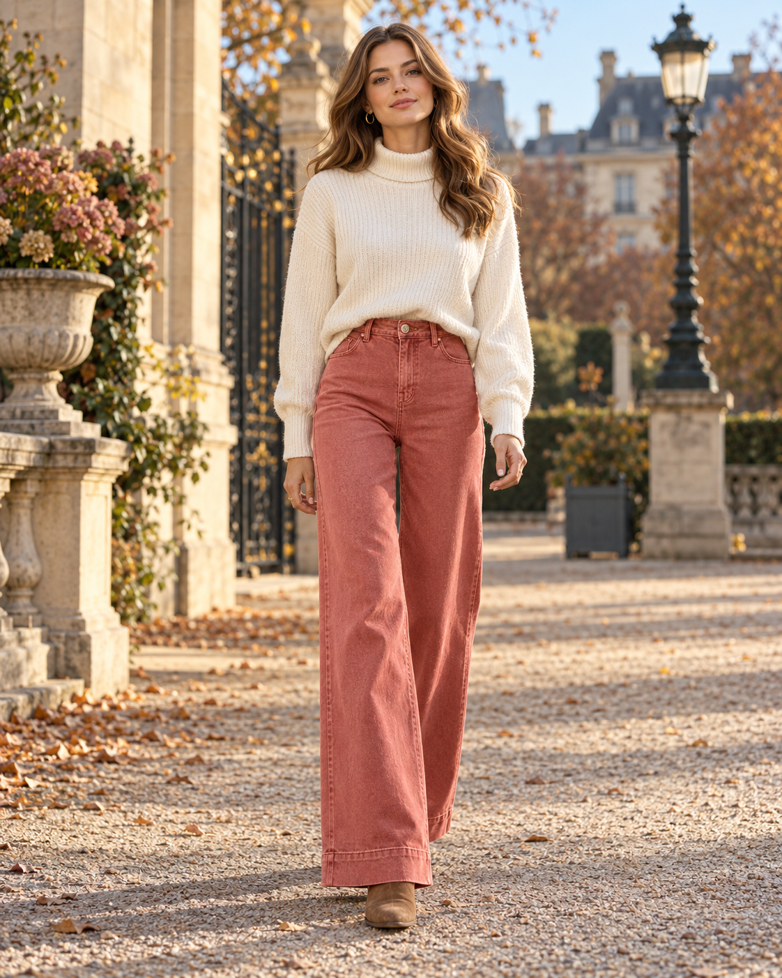 Ophelia Jean taille haute a jambe large en denim stretch