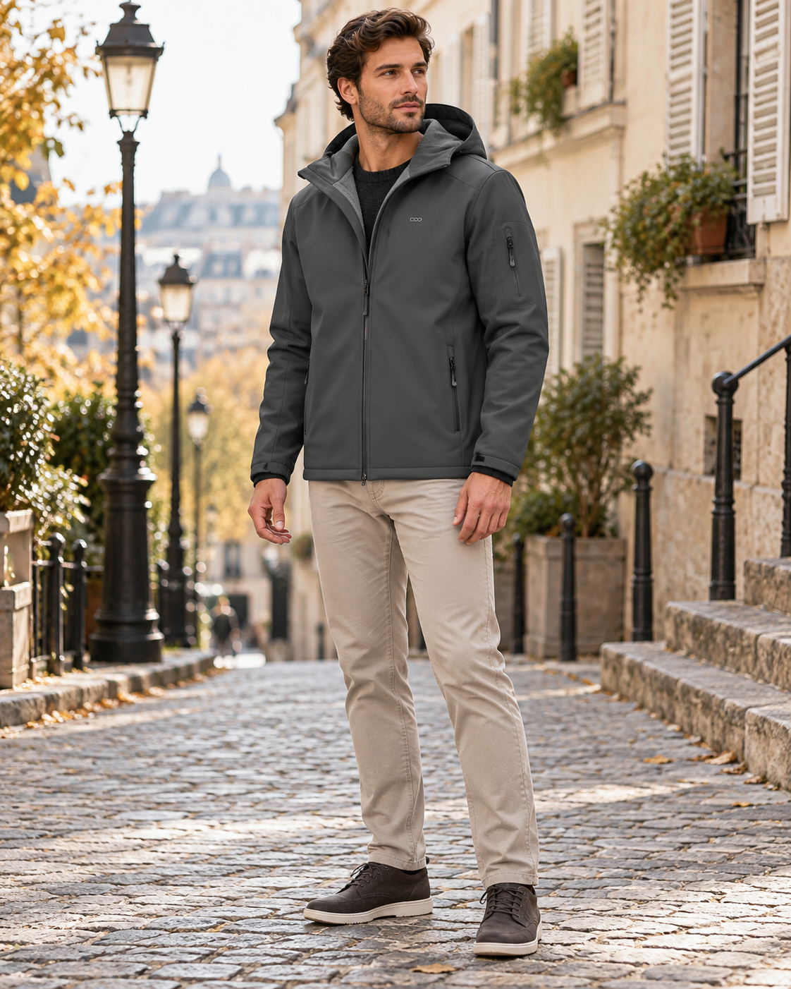 Rafael Veste softshell homme a capuche impermeable doublee polaire