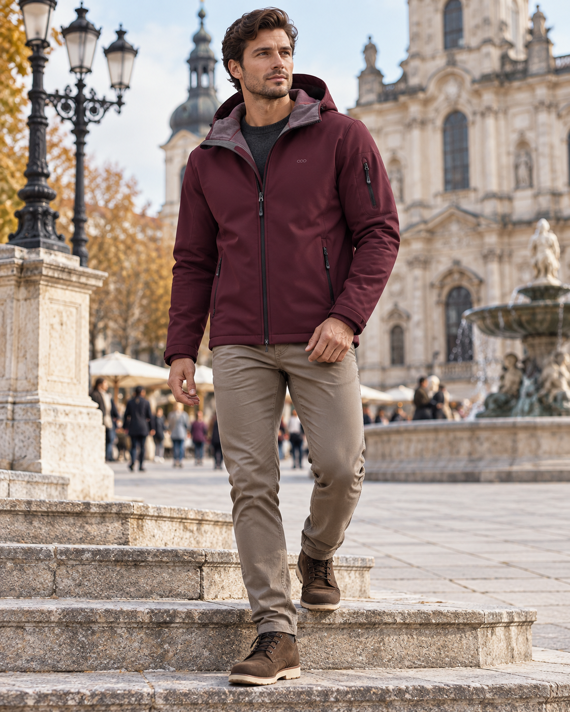 Rafael Veste softshell homme a capuche impermeable doublee polaire