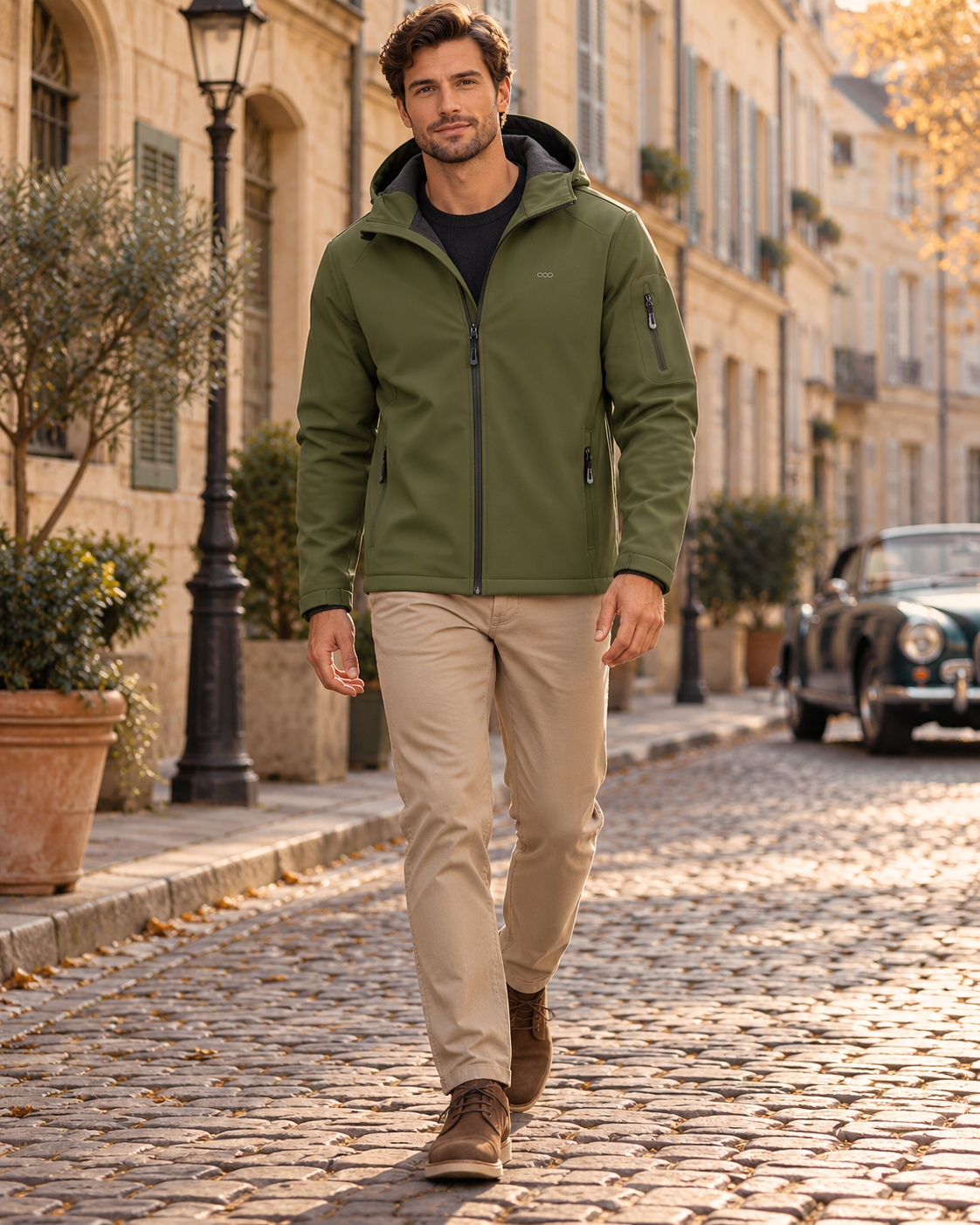 Rafael Veste softshell homme a capuche impermeable doublee polaire