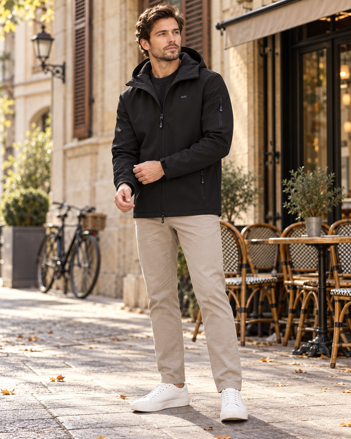 Rafael Veste softshell homme a capuche impermeable doublee polaire