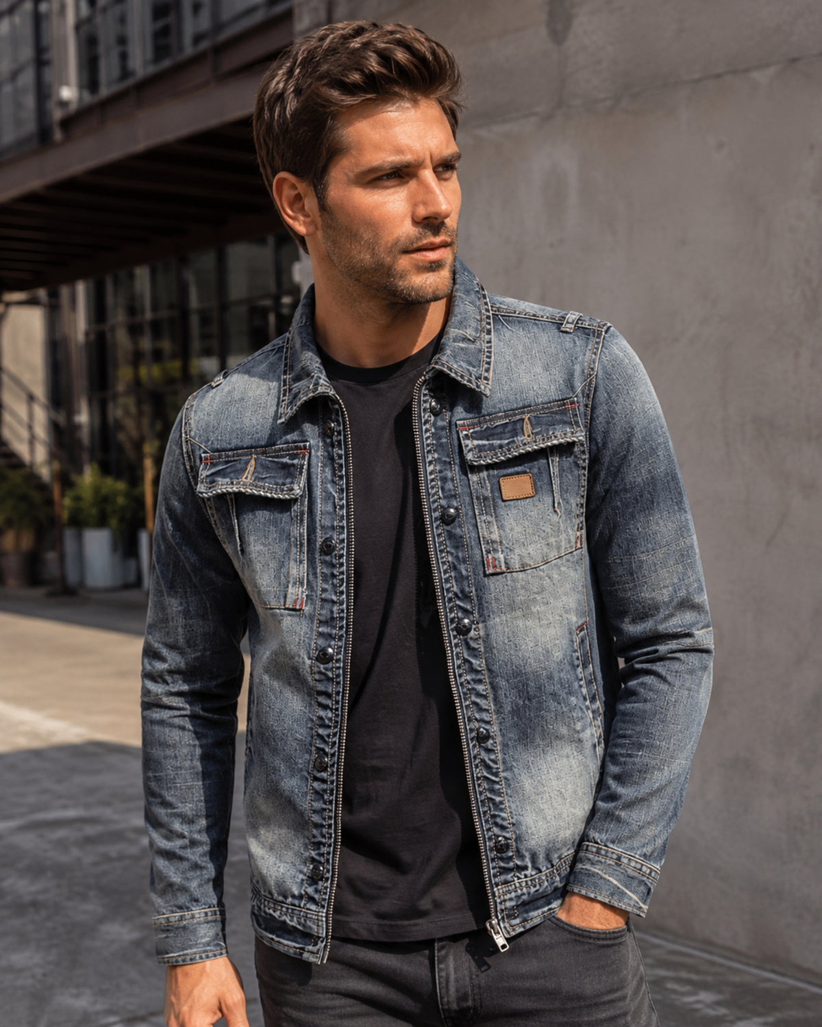 Herenjas Zayn in Retro Denim – Klassieke Snit met Lange Mouwen in Vintage Stijl