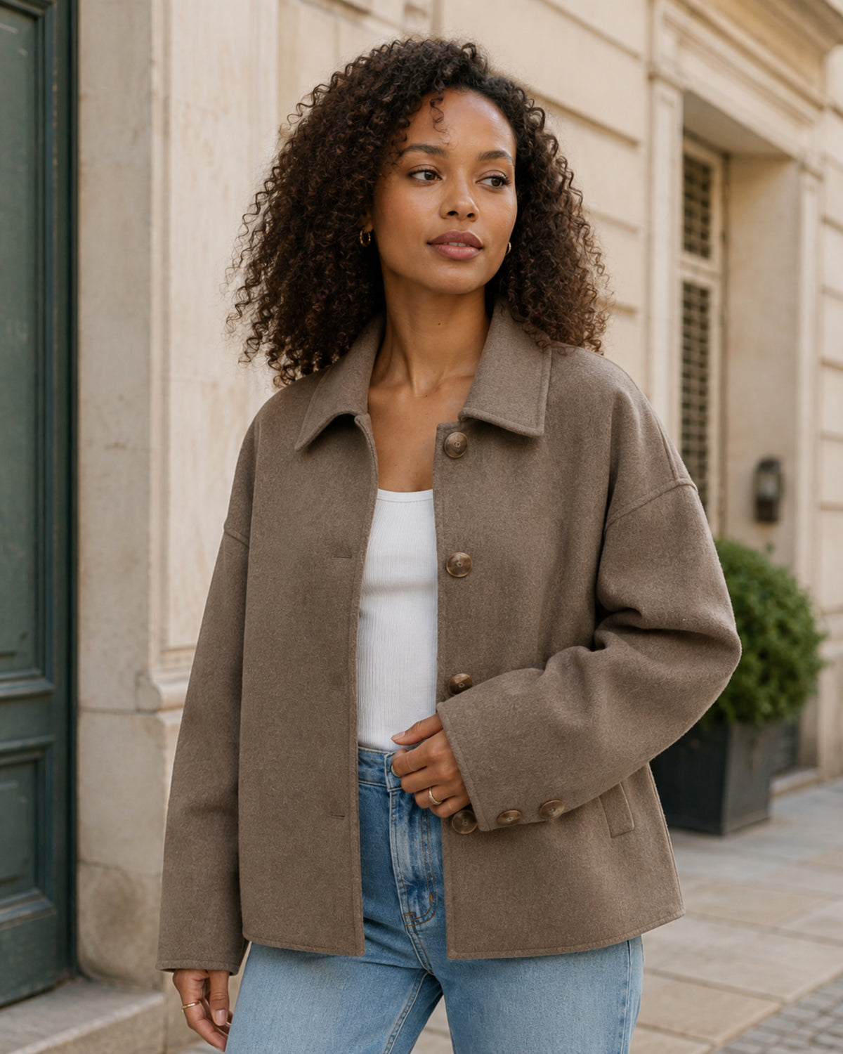 Hélène Manteau Oversize Damen aus Mischwolle – Strukturierter Schnitt & Moderne Eleganz