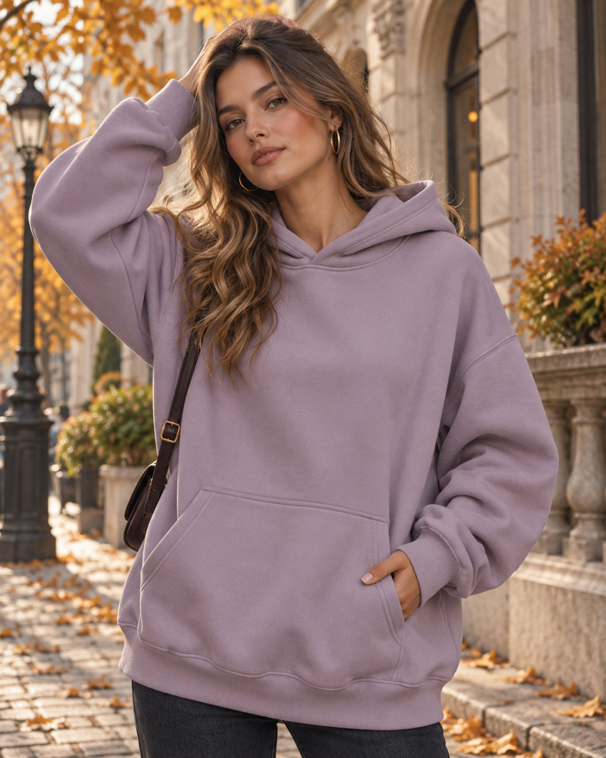 Nadia Γυναικείο oversized φούτερ με κουκούλα – Μακριά μανίκια & τσέπη καγκουρό