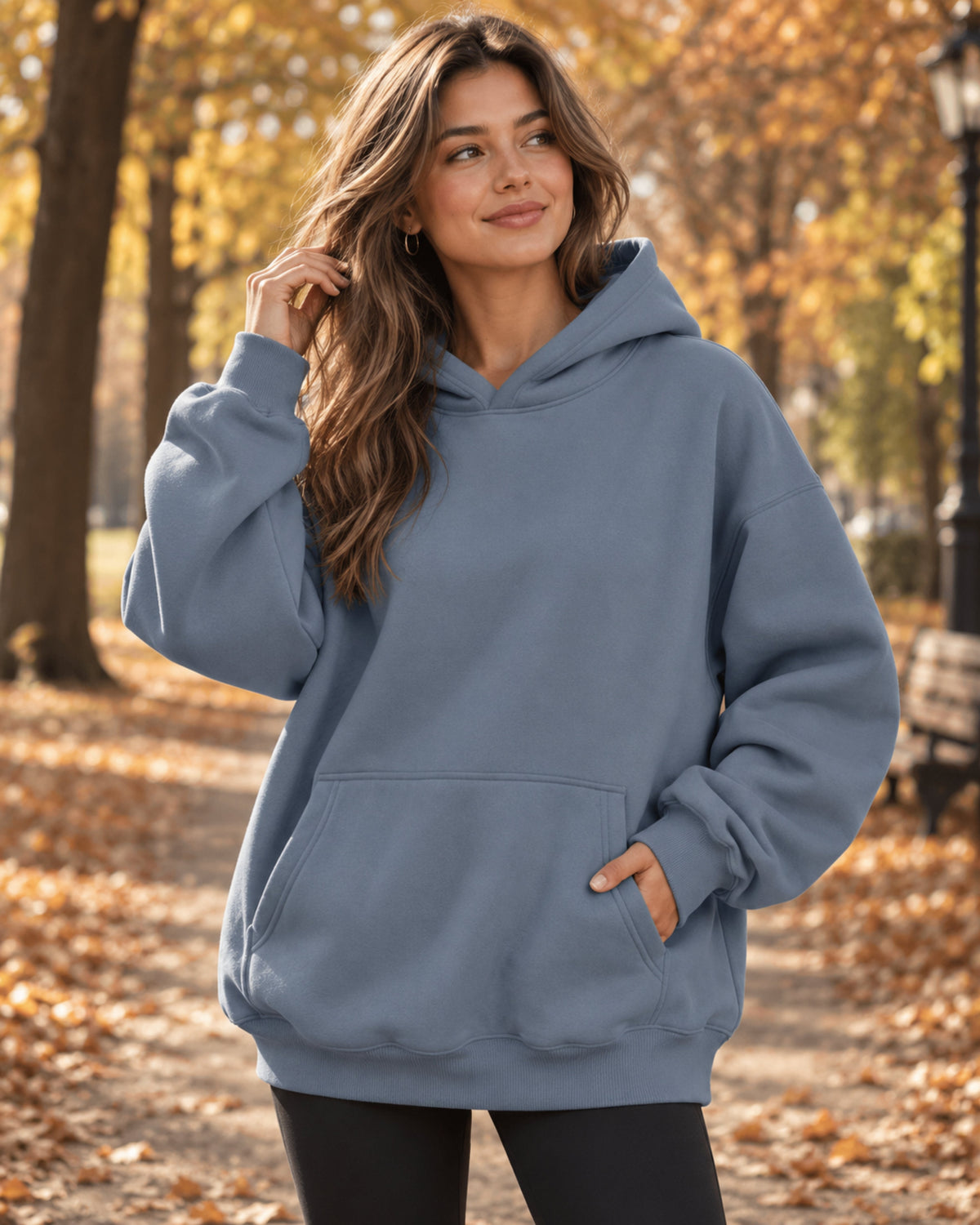 Nadia Γυναικείο oversized φούτερ με κουκούλα – Μακριά μανίκια & τσέπη καγκουρό