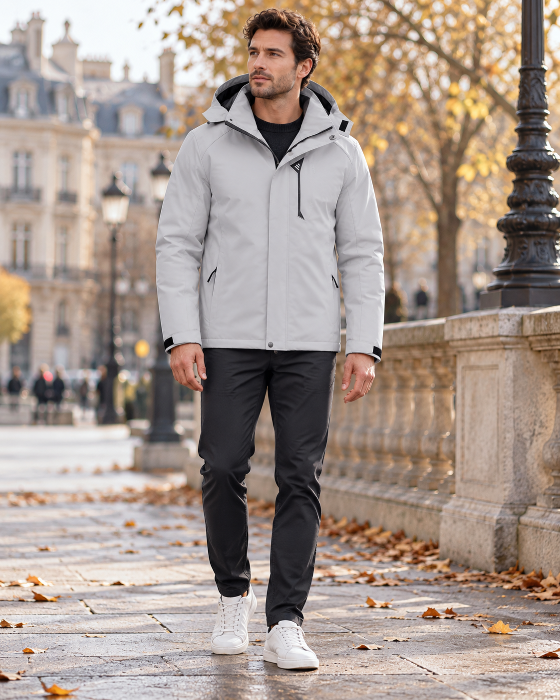 Emilio vandtæt regnjakke til mænd – aftagelig hætte, let og vindtæt til udendørs brug