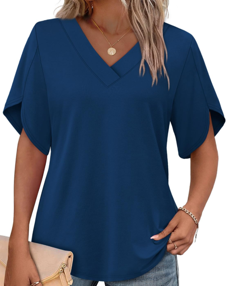 Ayla Top Femme – Blúzka s výstrihom do V a elegantnými okvetnými rukávmi, letný voľný strih