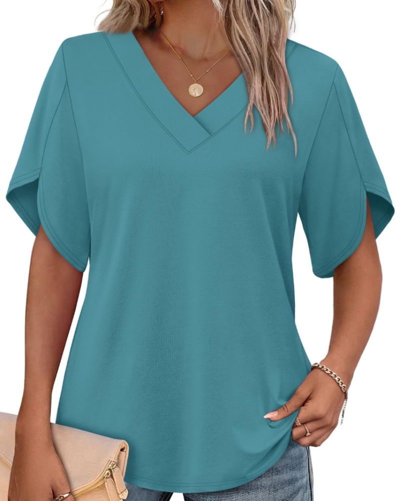 Ayla Top Femme – Blúzka s výstrihom do V a elegantnými okvetnými rukávmi, letný voľný strih