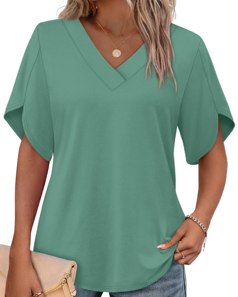 Ayla Top Femme – Blúzka s výstrihom do V a elegantnými okvetnými rukávmi, letný voľný strih