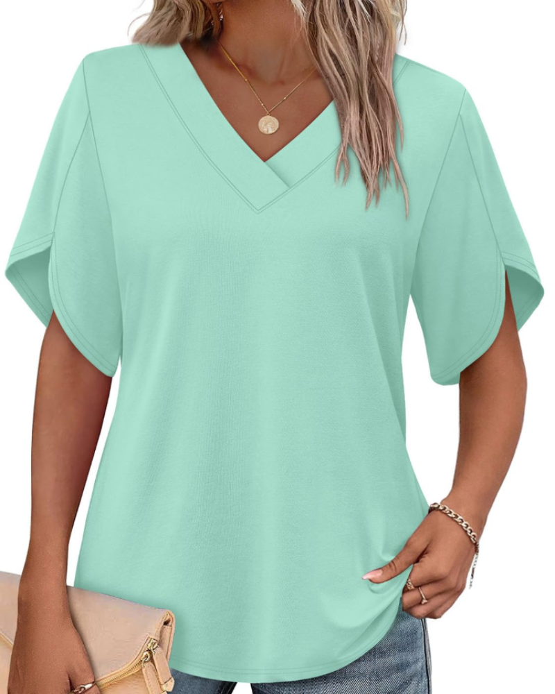Ayla Top Femme – Blúzka s výstrihom do V a elegantnými okvetnými rukávmi, letný voľný strih