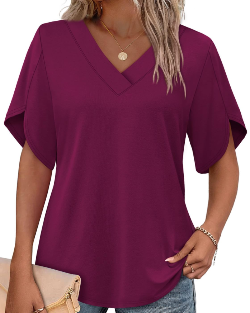 Ayla Top Femme – Blúzka s výstrihom do V a elegantnými okvetnými rukávmi, letný voľný strih