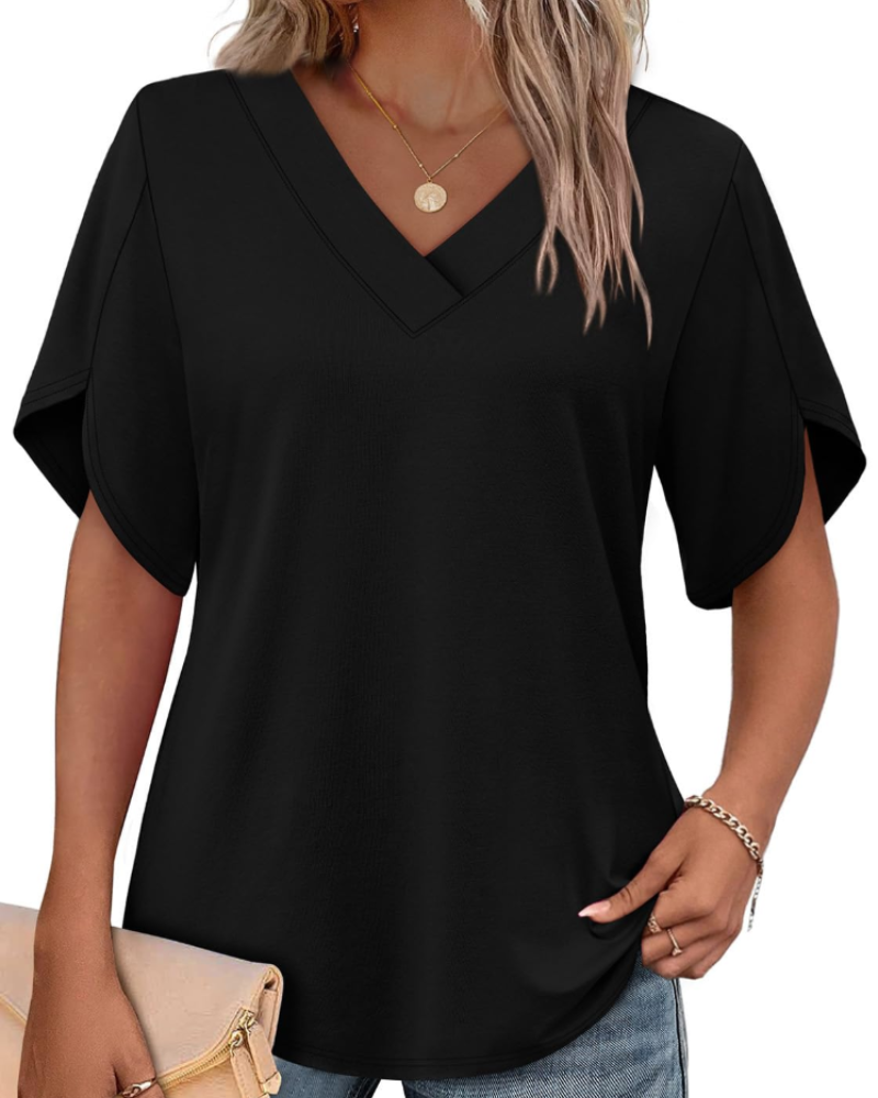 Ayla Top Femme – Blúzka s výstrihom do V a elegantnými okvetnými rukávmi, letný voľný strih