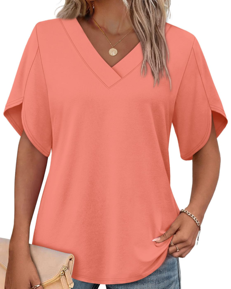 Ayla Top Femme – Blúzka s výstrihom do V a elegantnými okvetnými rukávmi, letný voľný strih