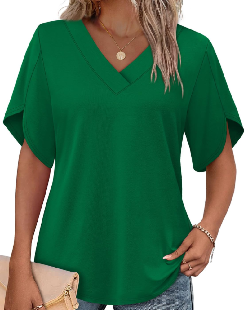 Ayla Top Femme – Blúzka s výstrihom do V a elegantnými okvetnými rukávmi, letný voľný strih