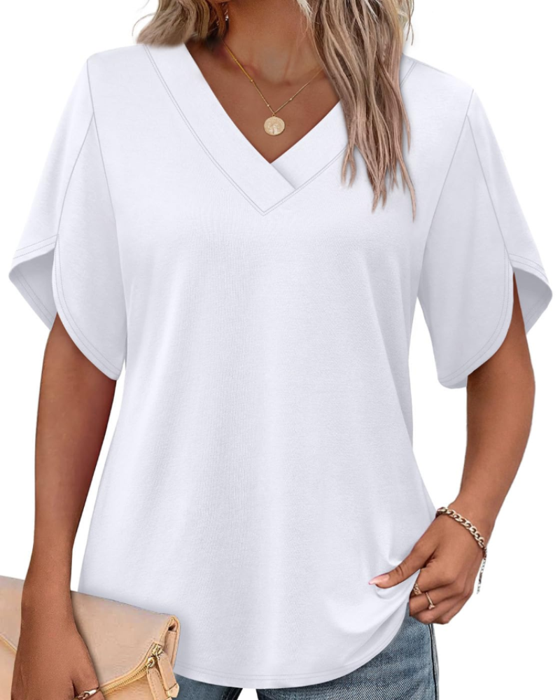 Ayla Top Femme – Blúzka s výstrihom do V a elegantnými okvetnými rukávmi, letný voľný strih