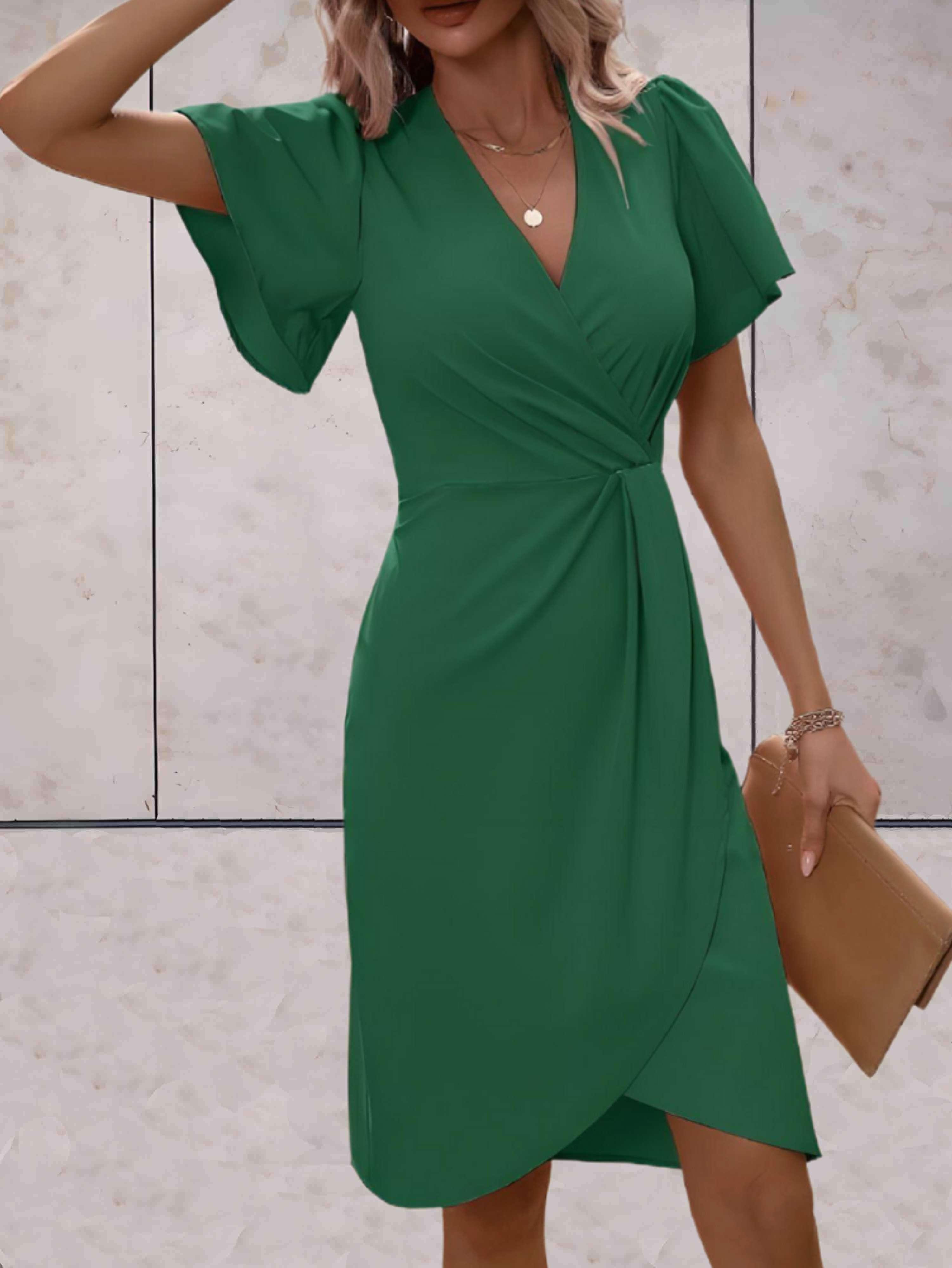 Dámske šaty s opaskom Harper – Elegantné prekladané šaty s výstrihom do V a nastaviteľným strihom na každú príležitosť
