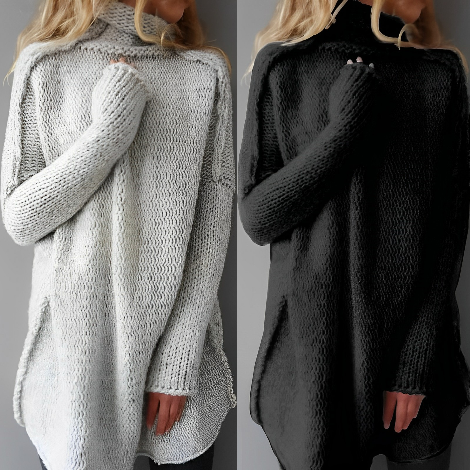 Lotty Pull à Col Roulé Oversize Femme – Gruba, wygodna dzianina z miękkim i ciepłym krojem