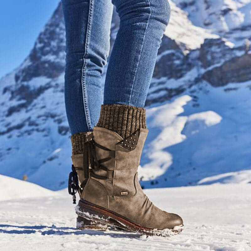 Stivali da neve da donna Juliana – Stivali invernali di media altezza in resistente pelle PU e suola robusta
