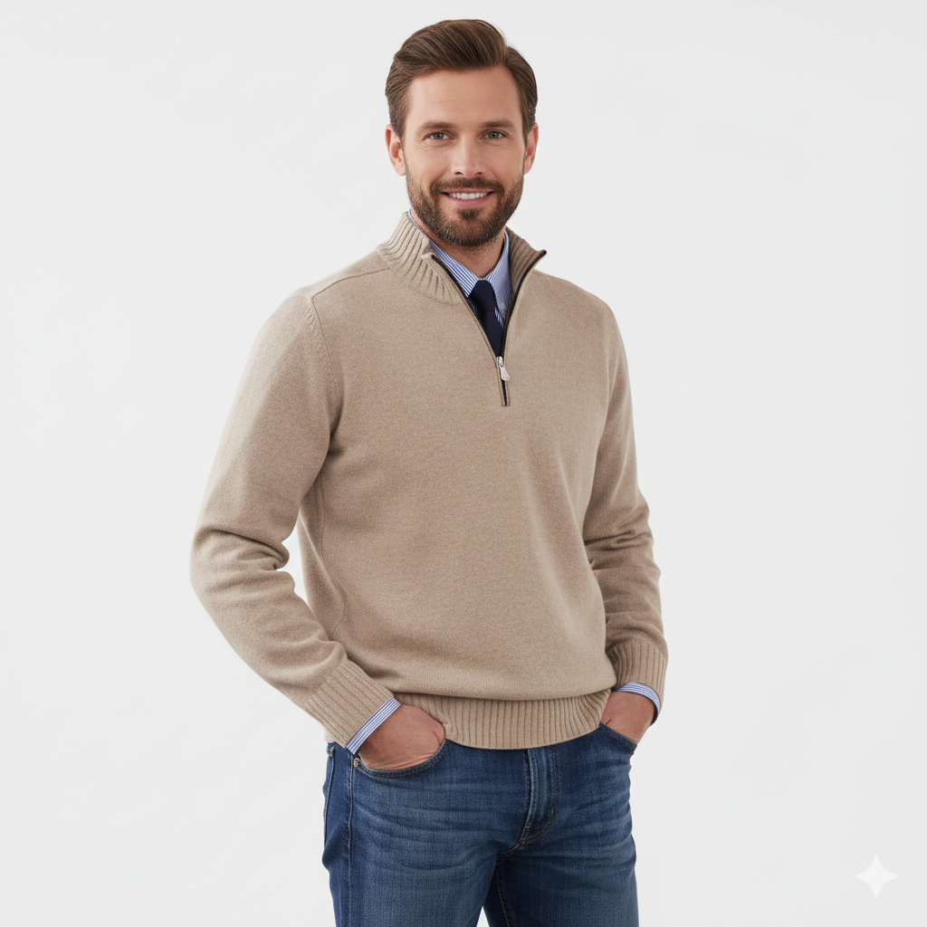 Brad Pull Quarter-Zip Pánský – Měkký Prodyšný Svetr s Límcem na Zip a Regular Střihem