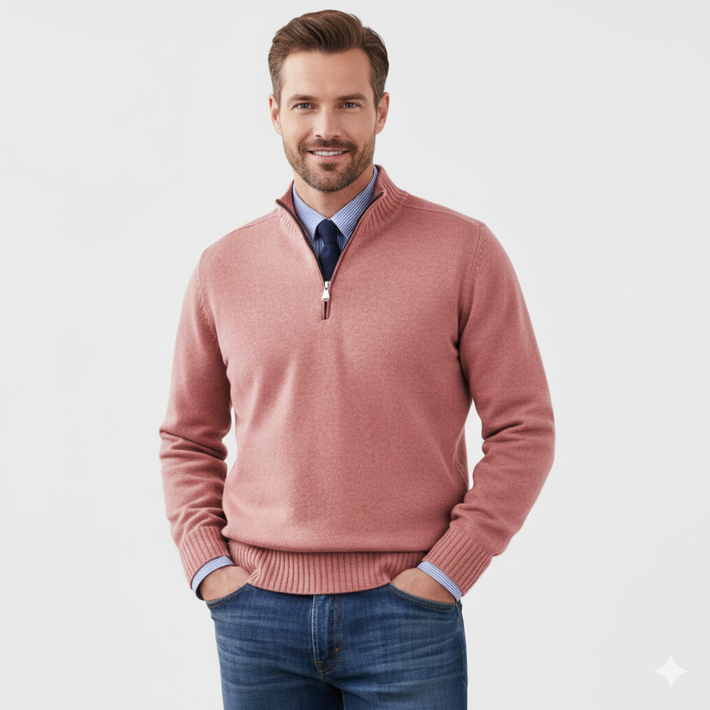 Brad Pull Quarter-Zip Pánský – Měkký Prodyšný Svetr s Límcem na Zip a Regular Střihem