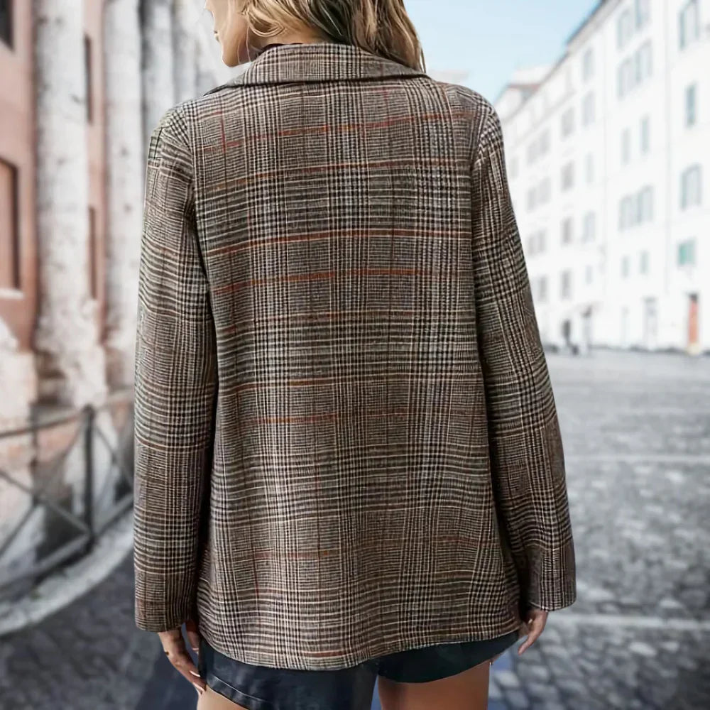 Amelia Blazer Femme – Elegant Checked Blazer with Comfortable Fit & Timeless Design