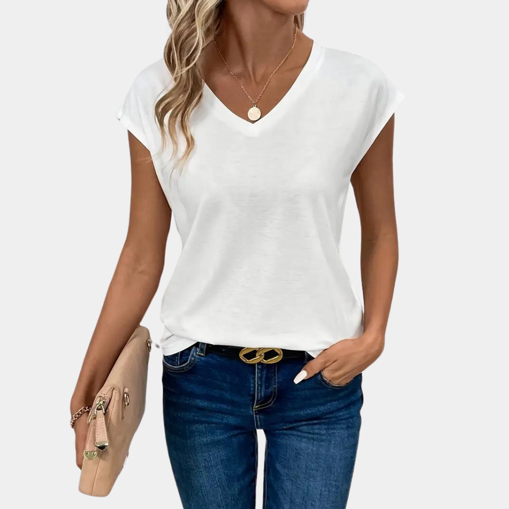 Nahla Γυναικείο T-shirt – V Λαιμόκοψη, Ελαφρύ & Αναπνέον Υλικό για Καθημερινή Άνεση