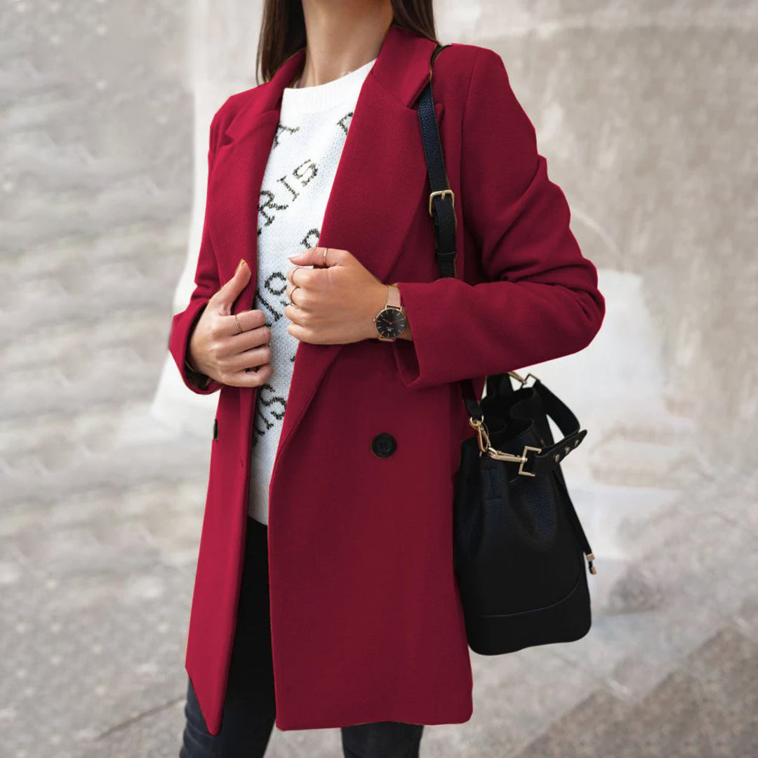 Soleil Manteau Femme – Long Manteau d’Hiver Élégant & Confortable au Style Chic
