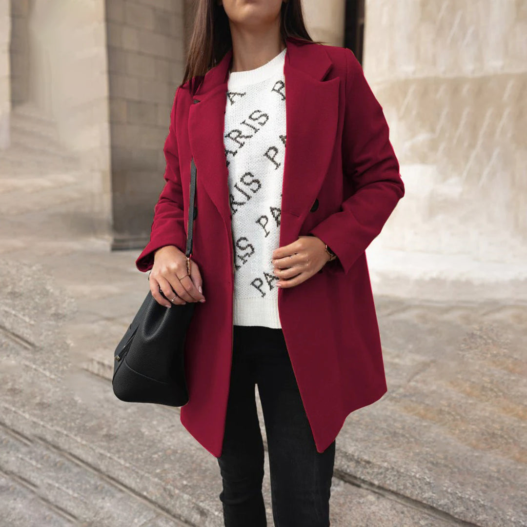 Soleil Manteau Femme – Long Manteau d’Hiver Élégant & Confortable au Style Chic
