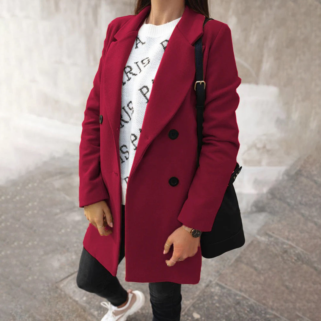 Soleil Manteau Femme – Long Manteau d’Hiver Élégant & Confortable au Style Chic