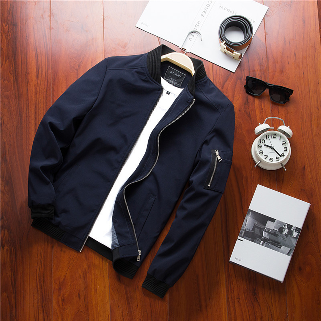 Tyler Veste Zippée para Hombre – Corte recto con bolsillo en la manga y puños acanalados