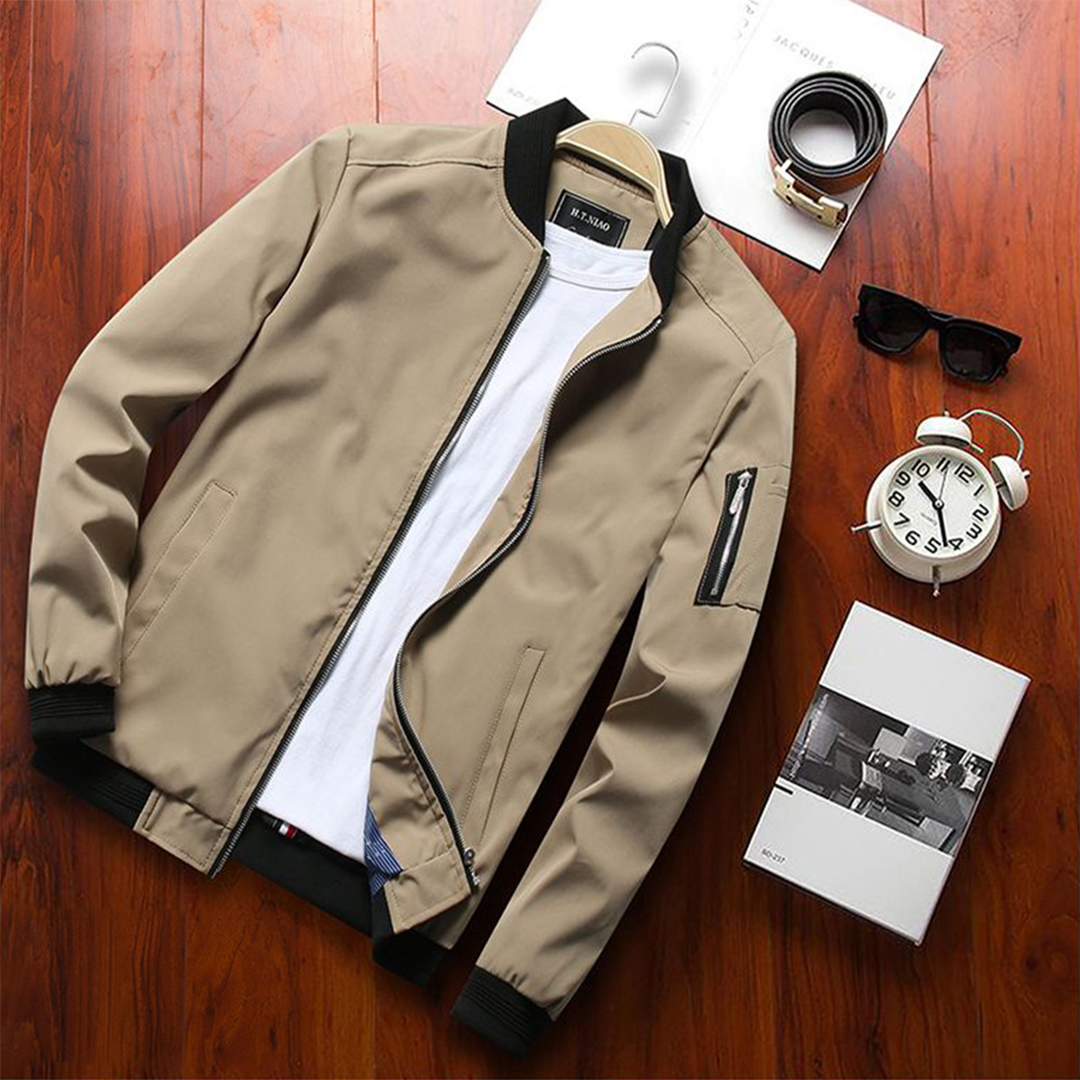 Tyler Veste Zippée para Hombre – Corte recto con bolsillo en la manga y puños acanalados