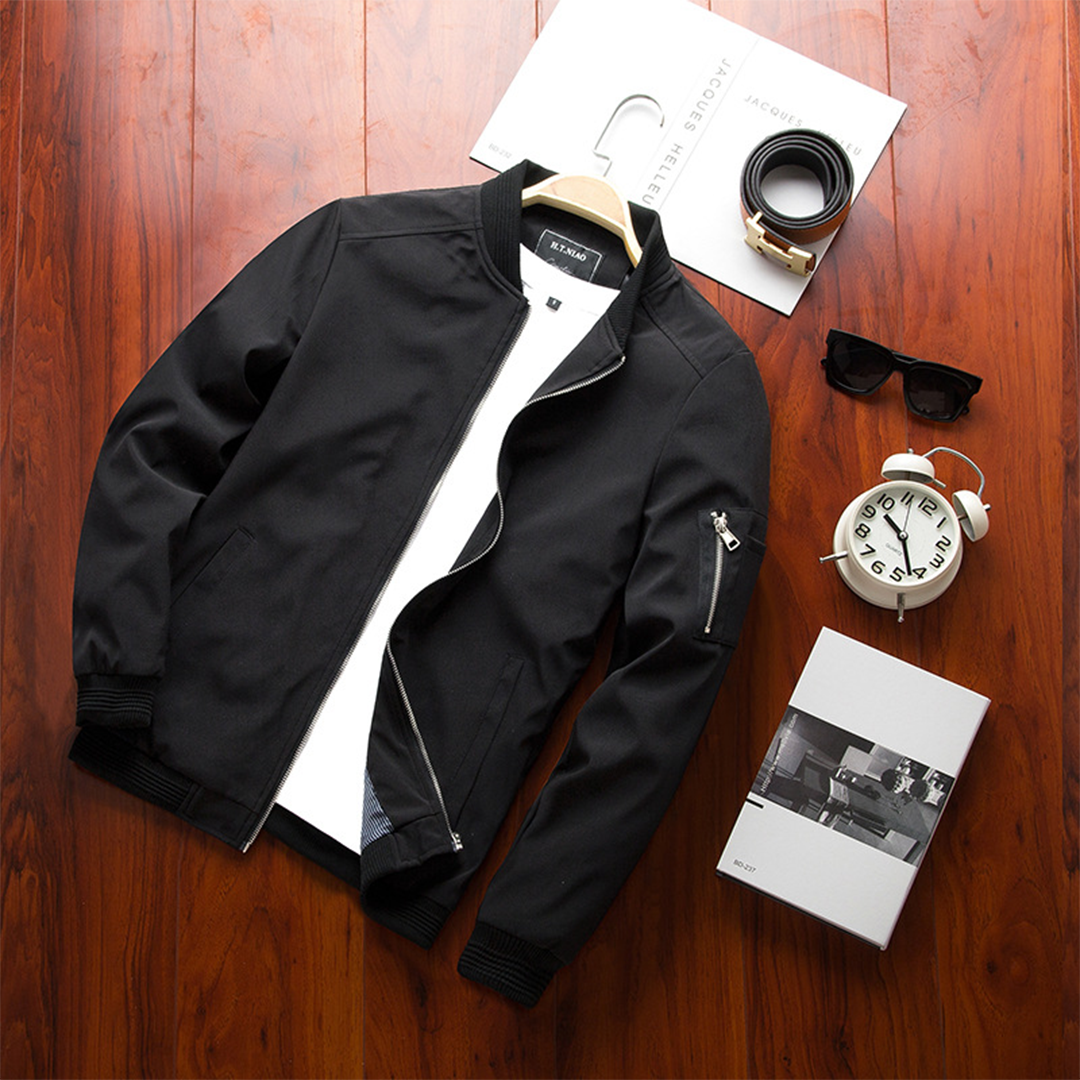 Tyler Veste Zippée para Hombre – Corte recto con bolsillo en la manga y puños acanalados