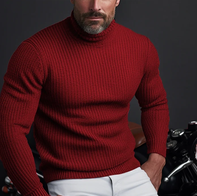 Lorenzo Pull à Col Roulé en Coton Homme – Maille Douce et Respirante avec Coupe Moderne Ajustée