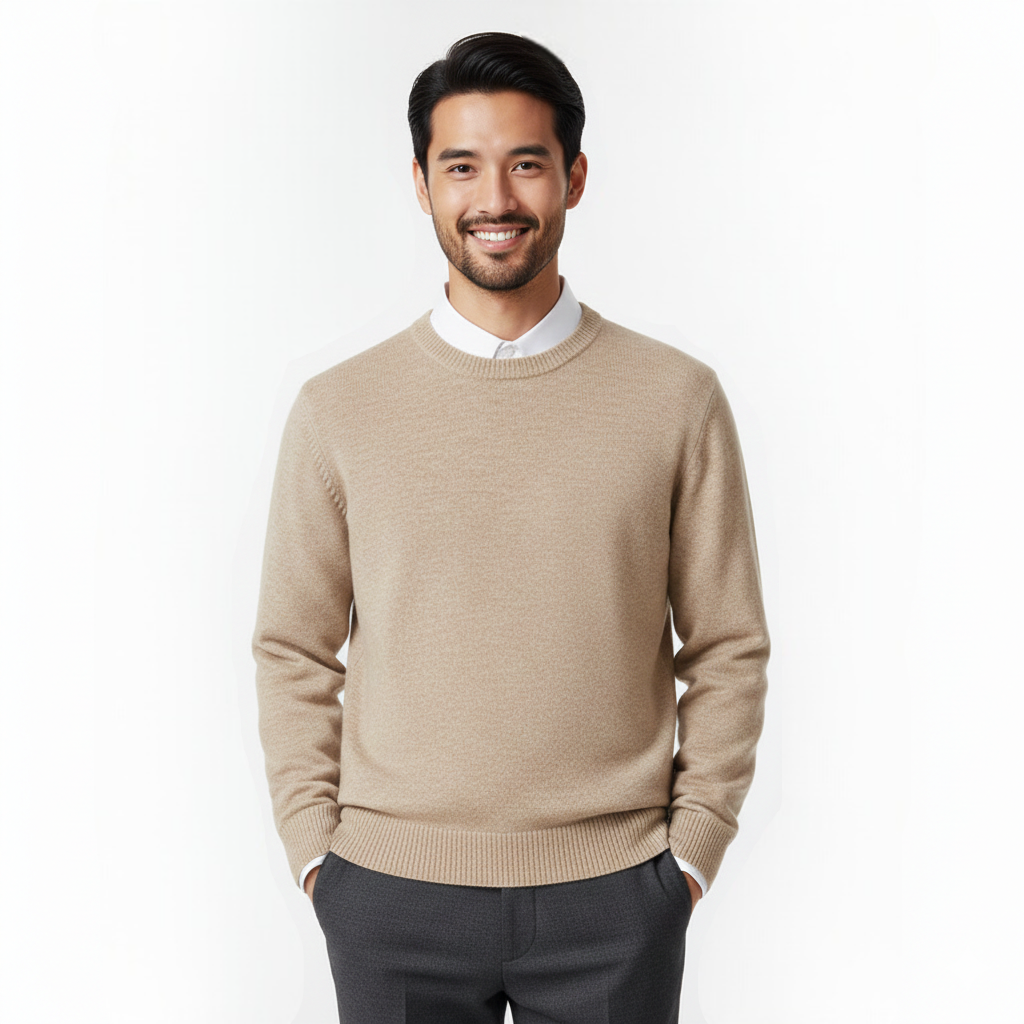 Cameron Pánský Svetr s Kulatým Výstřihem – Elegantní a Prodyšný Svetr z Prémiové Merino Vlny