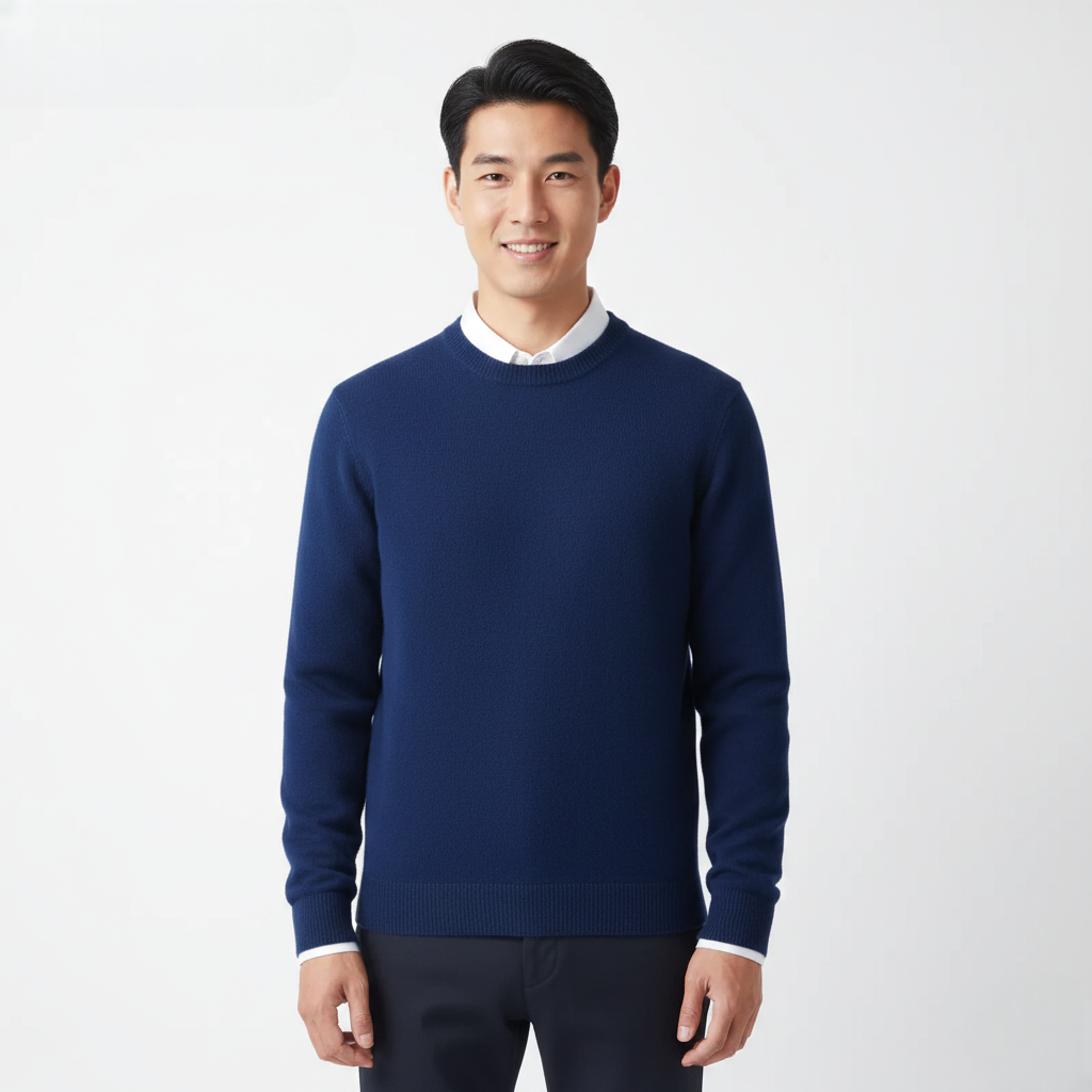 Cameron Pánský Svetr s Kulatým Výstřihem – Elegantní a Prodyšný Svetr z Prémiové Merino Vlny