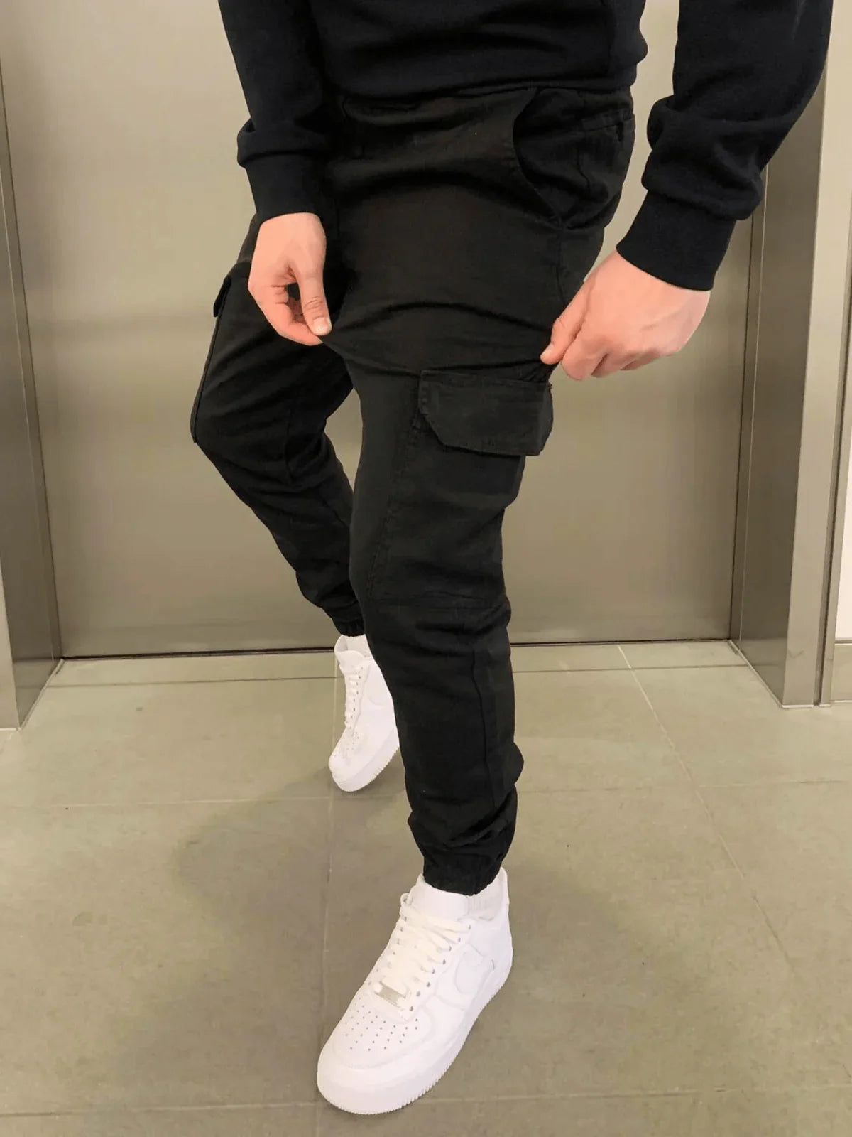 Stefan Pantalon Homme – Cargo Jogger Fit s elastickým pasem a praktickými kapsami