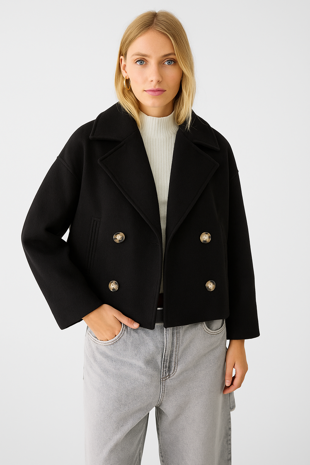 Noëlle Cappotto Corto Donna Doppio Petto – Lana Mista & Stile Elegante