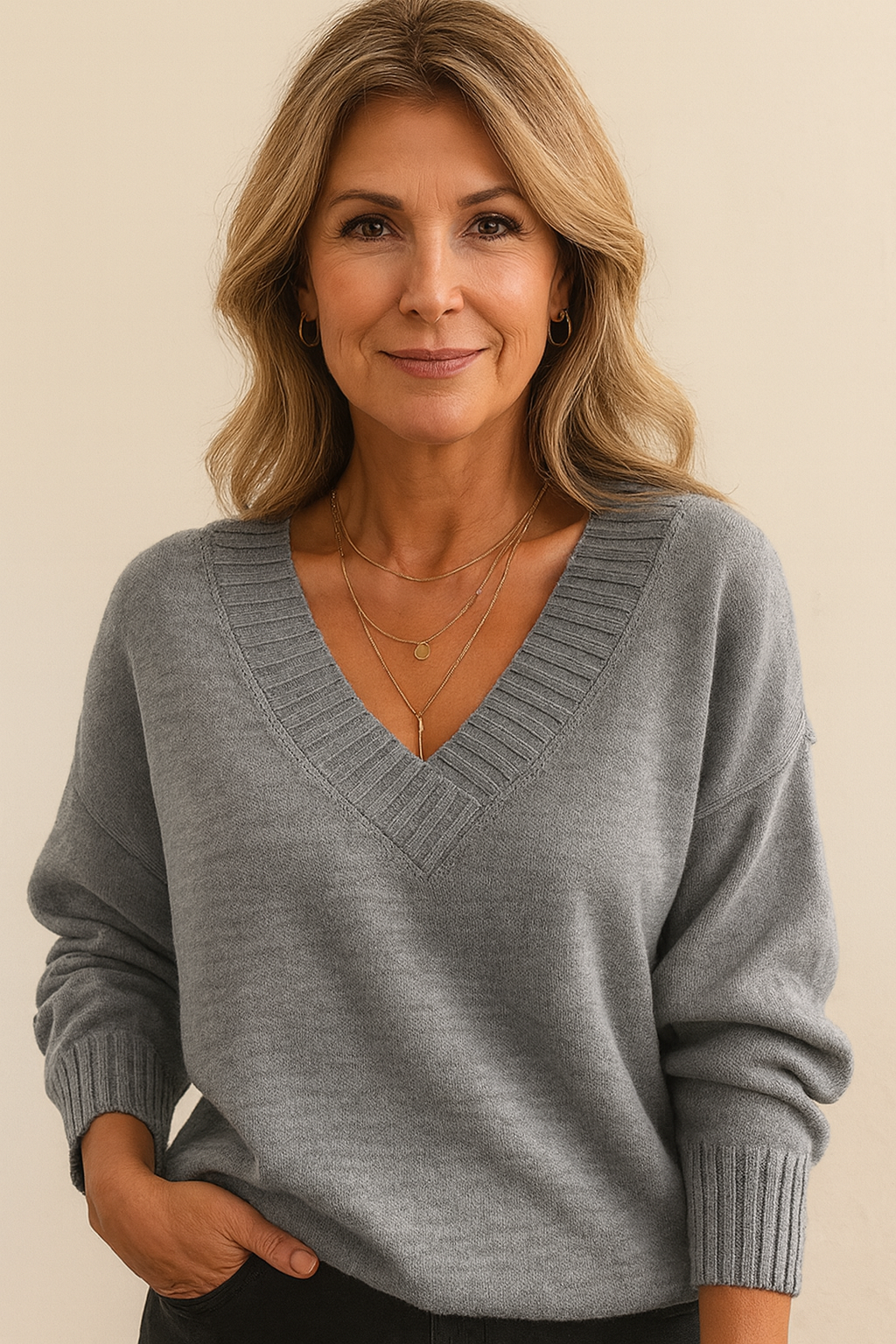 Zeyann Maglione in cachemire con scollo a V da donna – 100% cachemire premium con taglio morbido, caldo e classico