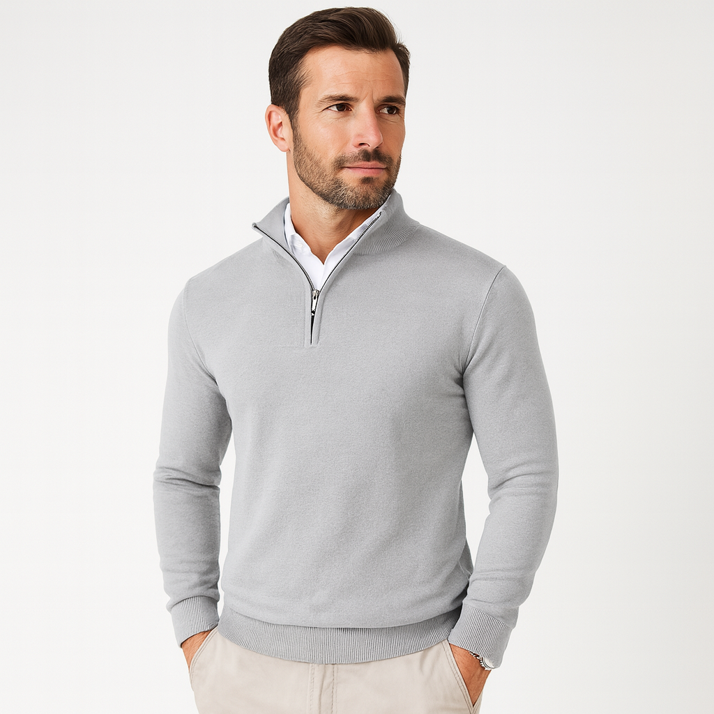 Zane Men's Zip-Up Mock Neck Sweater – Soft Cotton Blend Knit with Modern Fit & All-Season Comfort