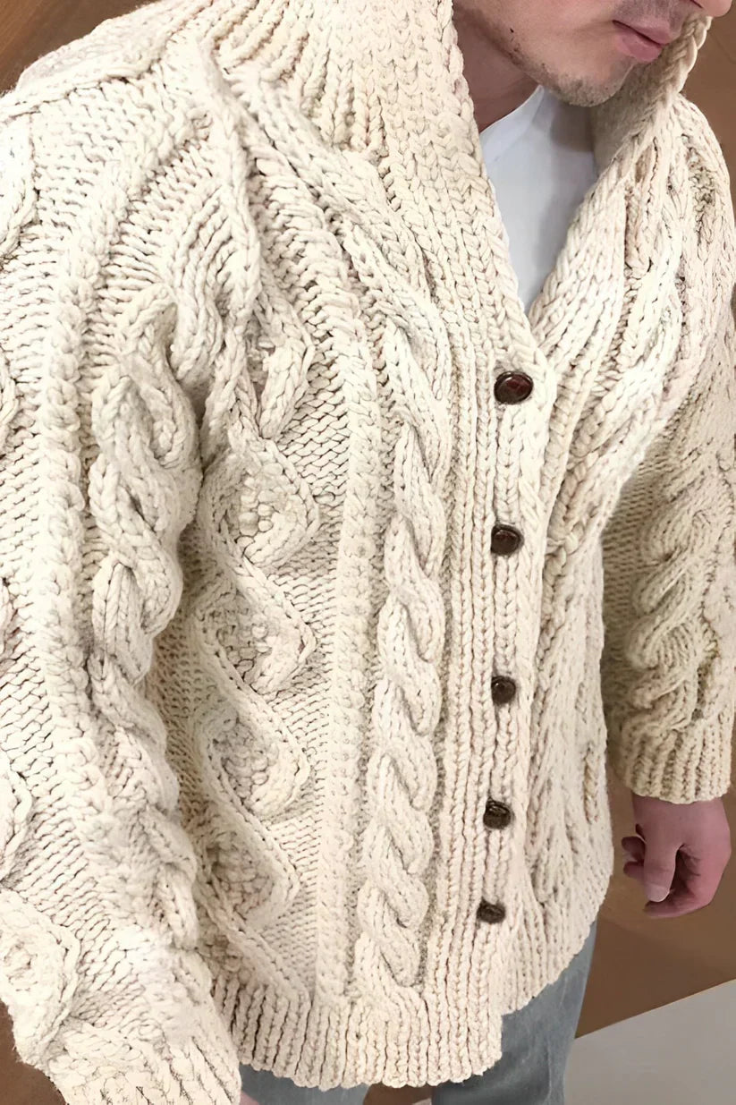 Trevor Gilet Homme – Cardigan Tricoté à Motif Câble avec Coupe Oversize & Style Intemporel